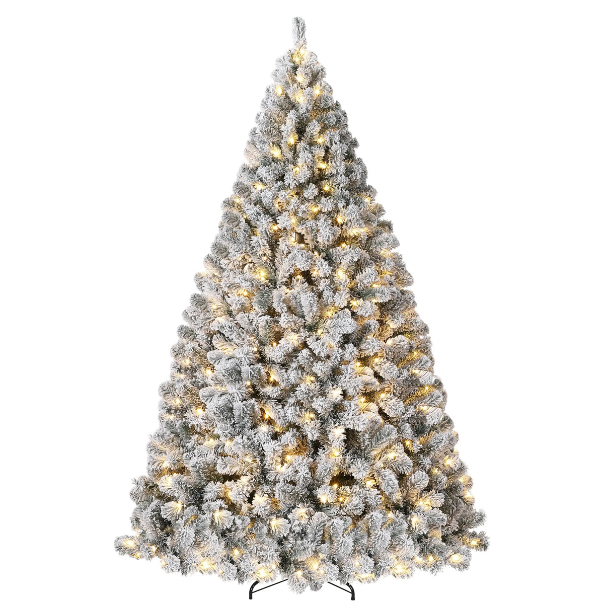 Flocked Prelit Artificial Christmas Tree With LED Lights And Stand