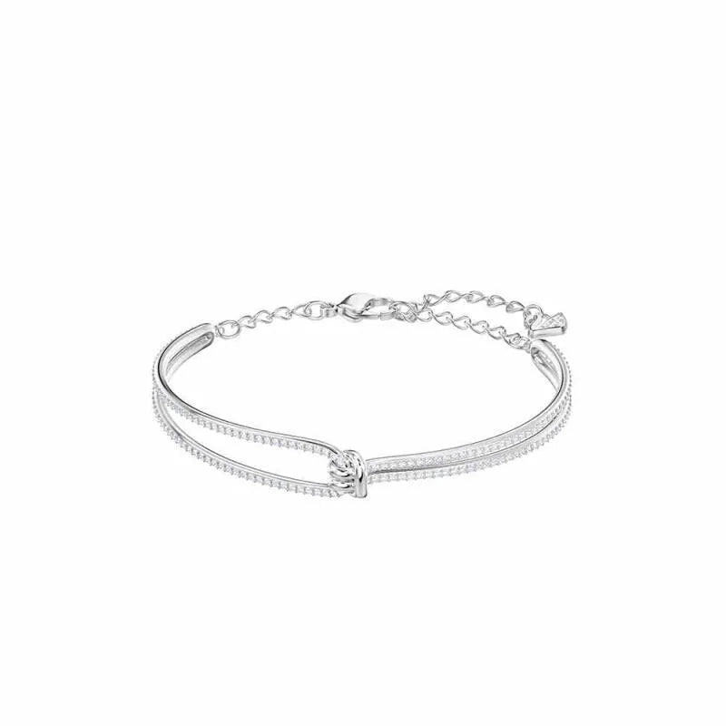 Sterling Silver Moissanite Romantic Knot Twisted Chain Bracelet for Women