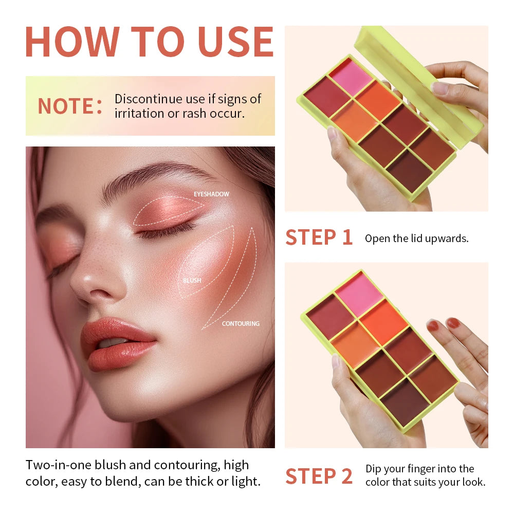 Ibcccndc Cream Blush Palette for Natural Blendable Face Makeup