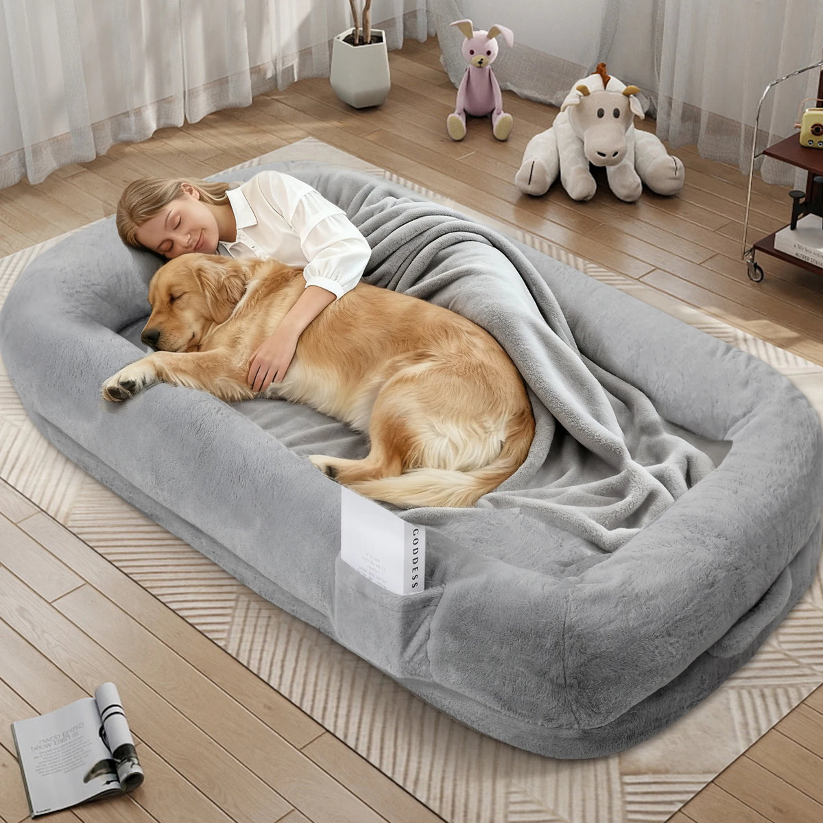 Orthopedic Human Dog Bed for Adults with Removable Cover