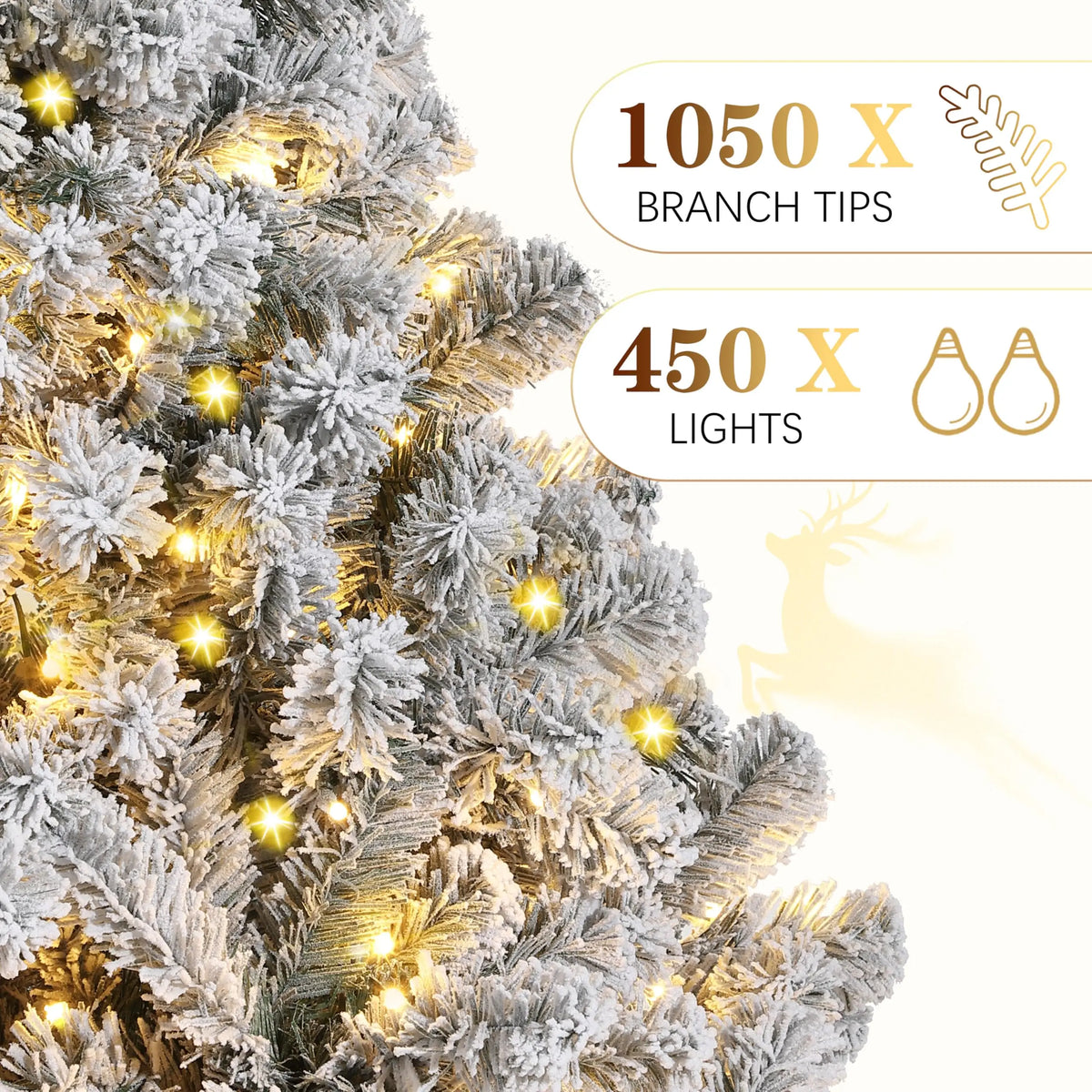 Flocked Prelit Artificial Christmas Tree With LED Lights And Stand