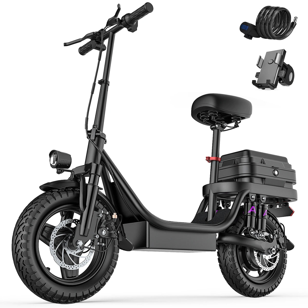 UPlee GQ8 Electric Bike For Adults 500W Scooter EBike 3-Riding Modes With 14" Fat Tire 48V 15AH LED College Students Commuters & Urban Riding E-Bike