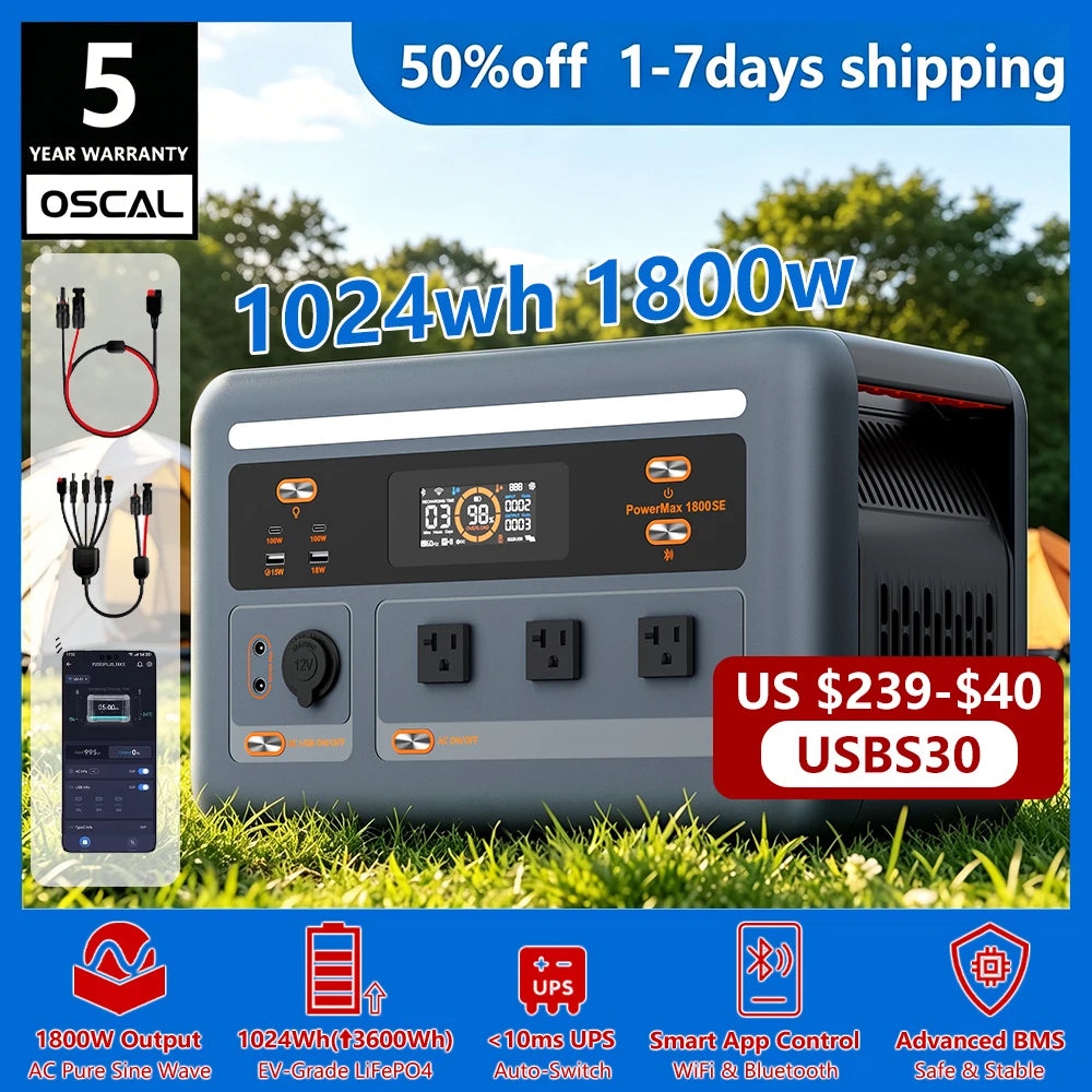 OSCAL PowerMax Portable Power Station With UPS And Solar Charging