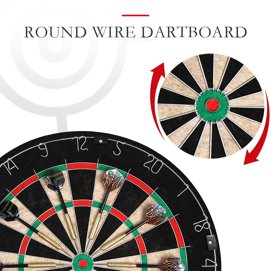18 Inch Premium Brazilian Hemp Dart Board - High-Quality Sisal Surface for Improved Accuracy, 6-Piece Dart Set Included, Profess
