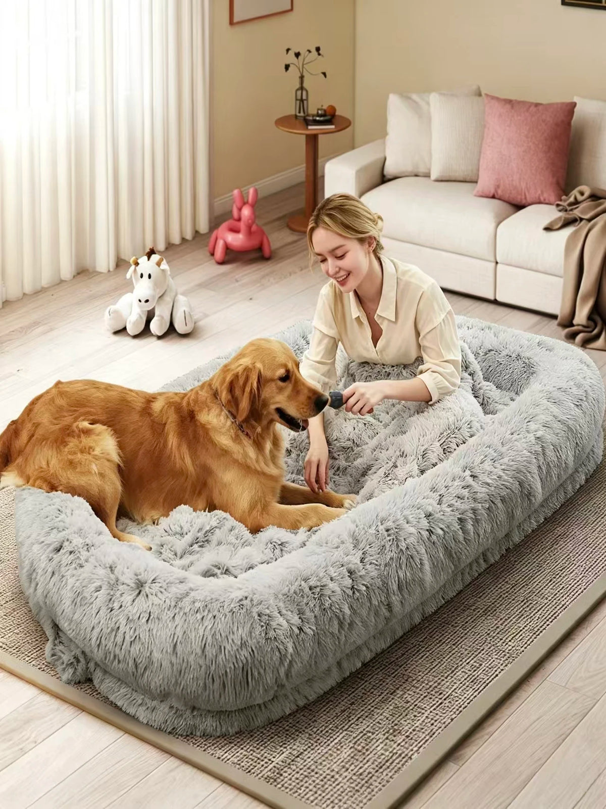 Orthopedic Human Dog Bed for Adults with Removable Cover