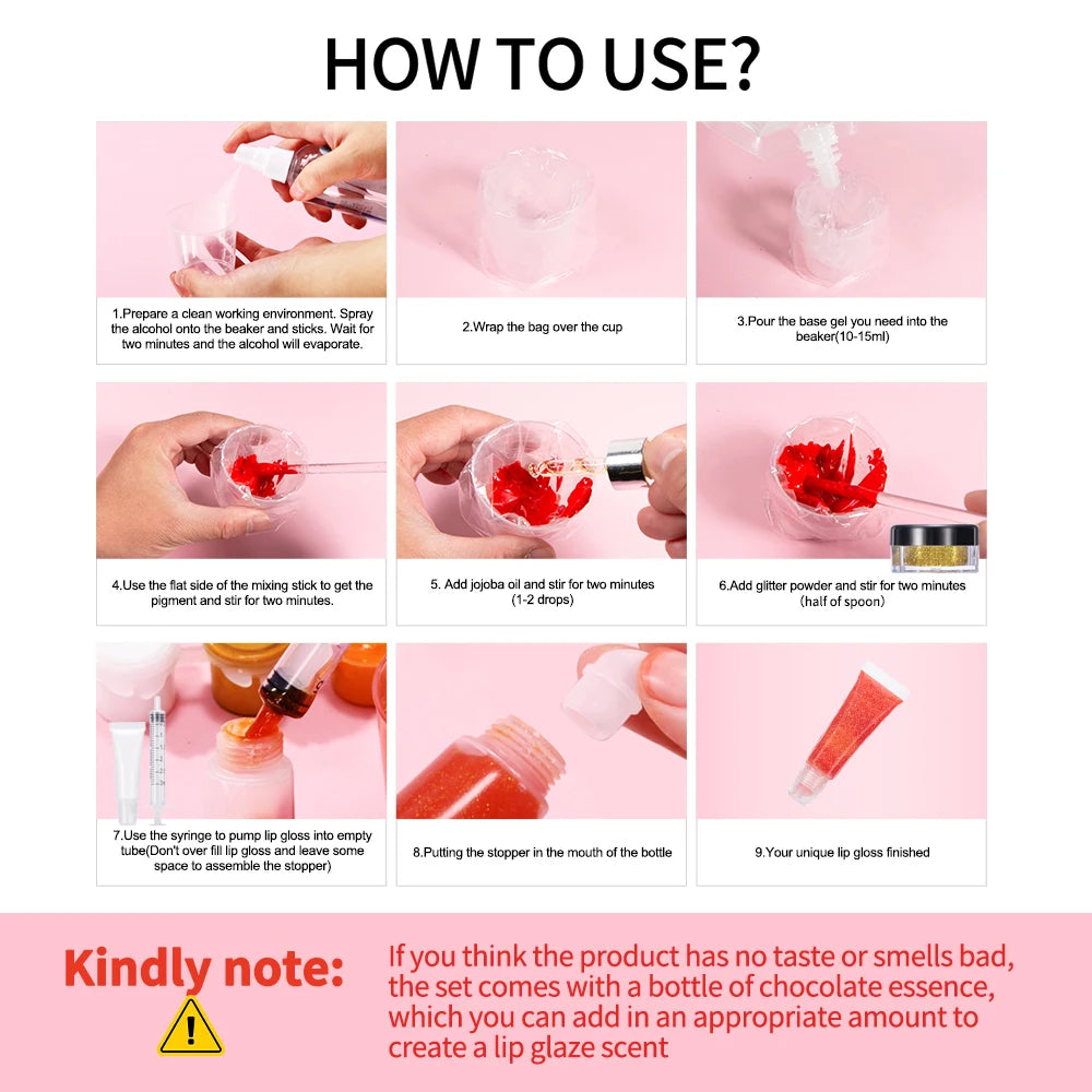 ibcccndc DIY Lip Gloss Making Kit With Nourishing Cosmetic Base