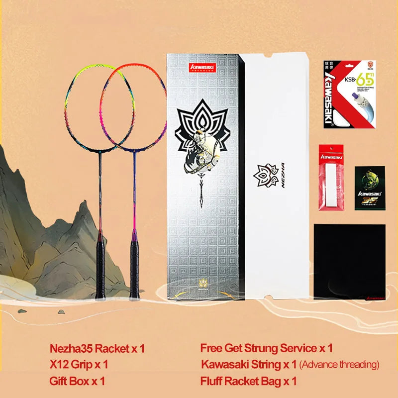 Kawasaki 5U Badminton Racket Professional Super Light Offensive Type High Graphite Badminton Racquet For Training NeZha 35