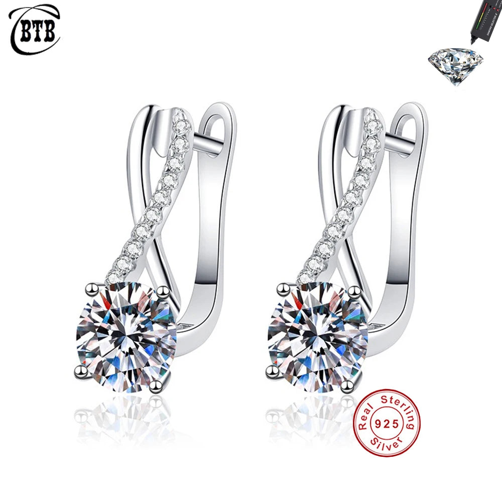 CBTB Sterling Silver Four Claw Moissanite Earrings for Women