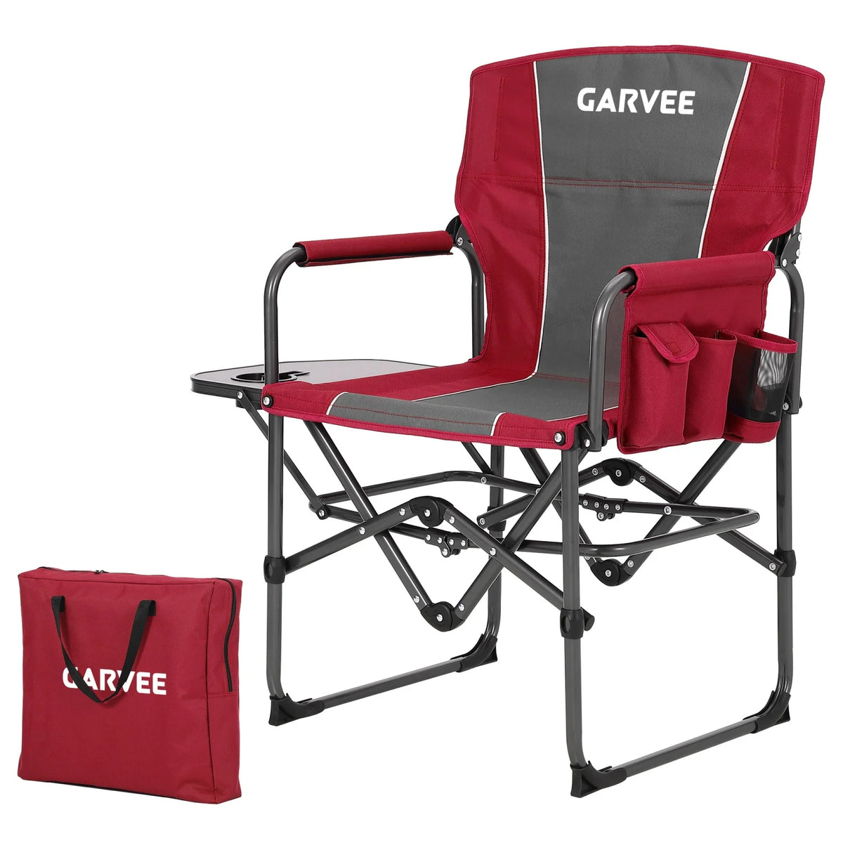 HiMISS Heavy Duty Folding Directors Chair With Side Table