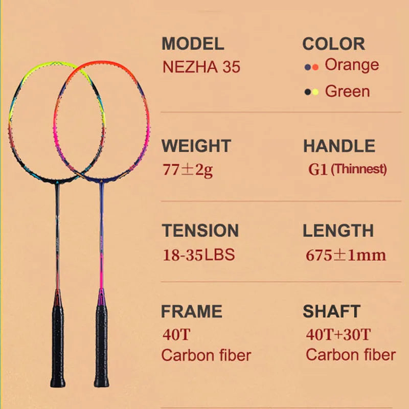 Kawasaki 5U Badminton Racket Professional Super Light Offensive Type High Graphite Badminton Racquet For Training NeZha 35