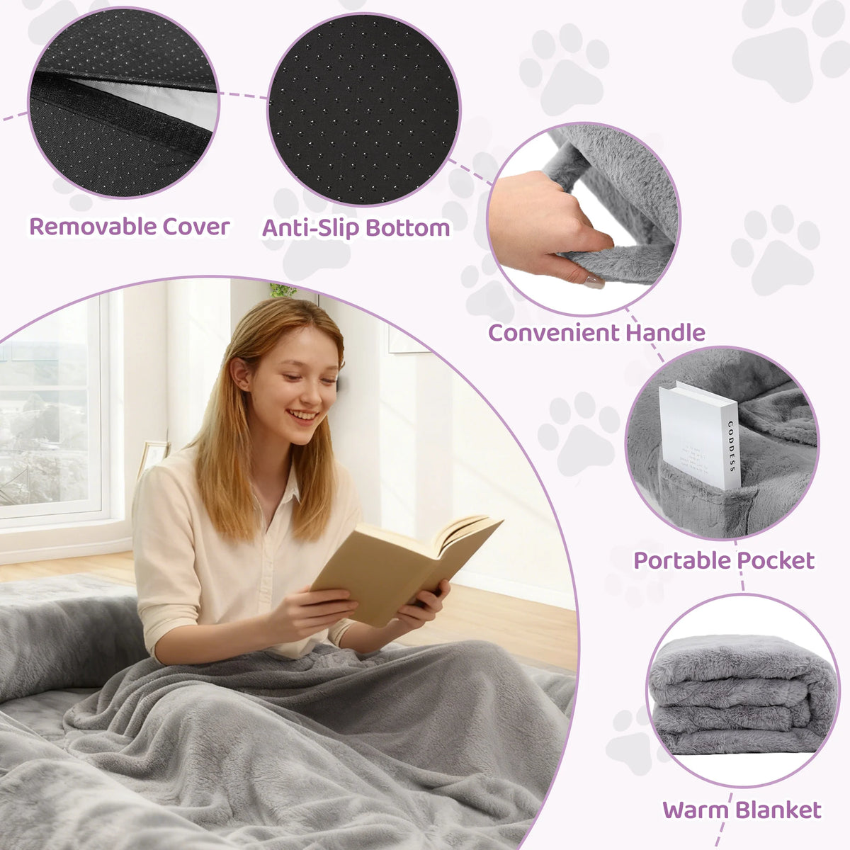Orthopedic Human Dog Bed for Adults with Removable Cover
