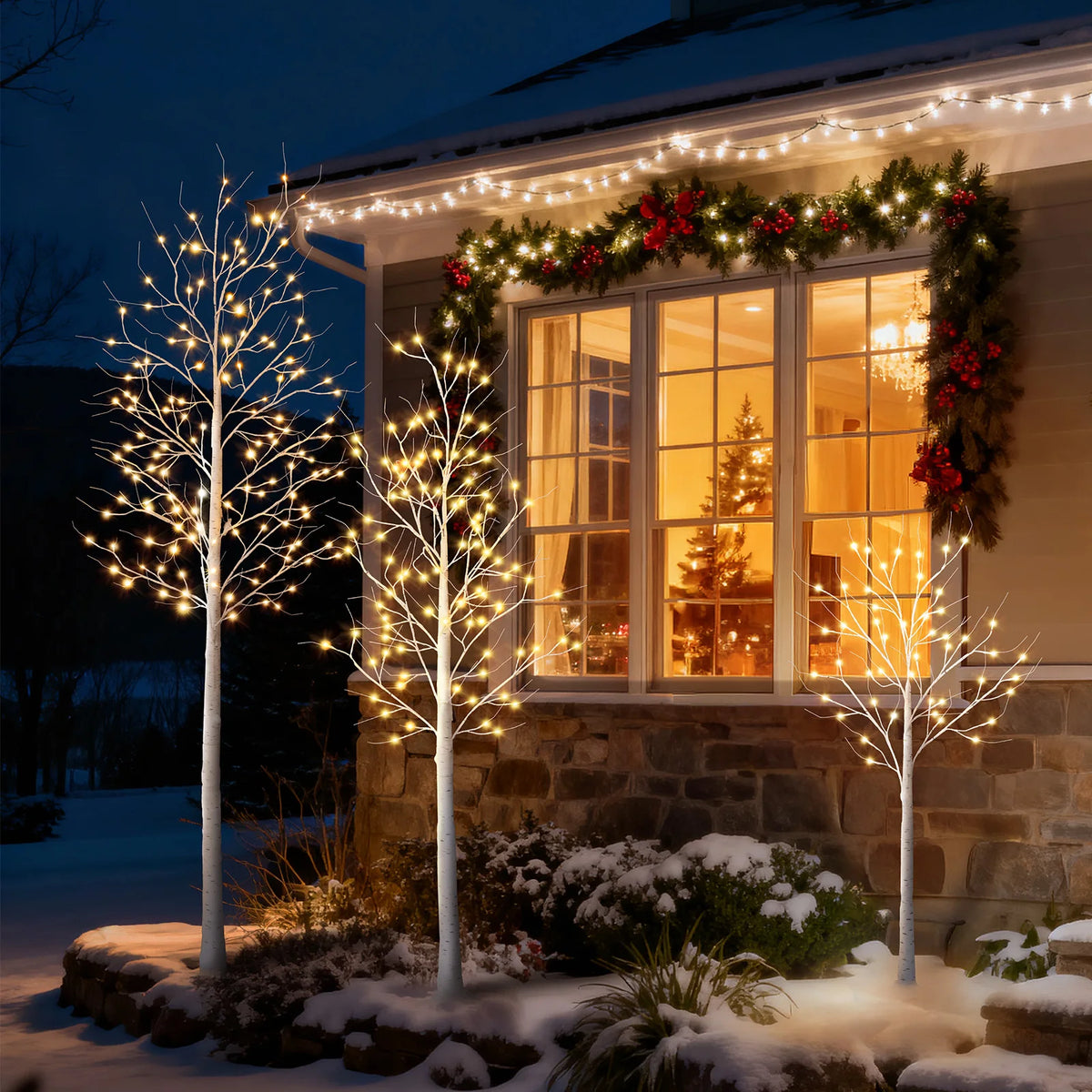 DR.PLANZEN Lighted Birch Tree for Seasonal Home Decor
