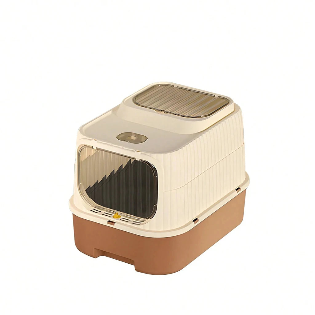 2 in 1 Fully Enclosed Cat Litter Box High Sided Anti-Splash, Detachable Pet Toilet With Lid And Door, Odor Control Deep Bottom Easy Clean For Indoor Cats
