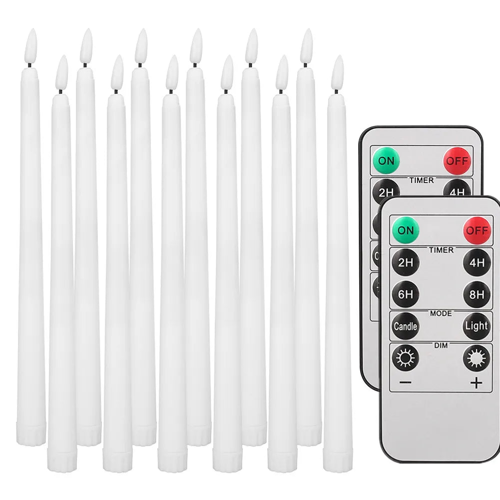 Remote Control Flameless Taper Candles With Flickering LED Light