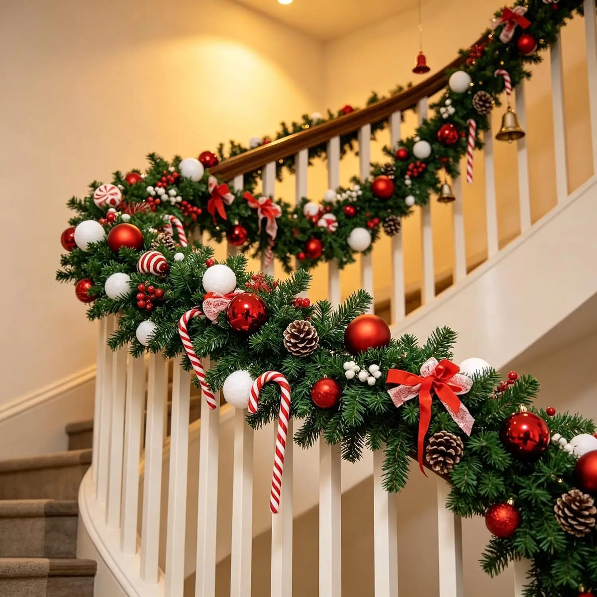 Artificial Christmas Garland With Pinecones And Berries For Holiday Decor