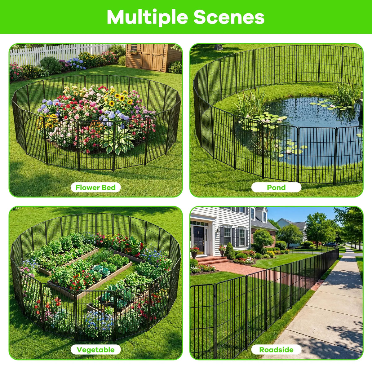 HiMISS Decorative Metal Garden Fence for Dogs and Animal Control