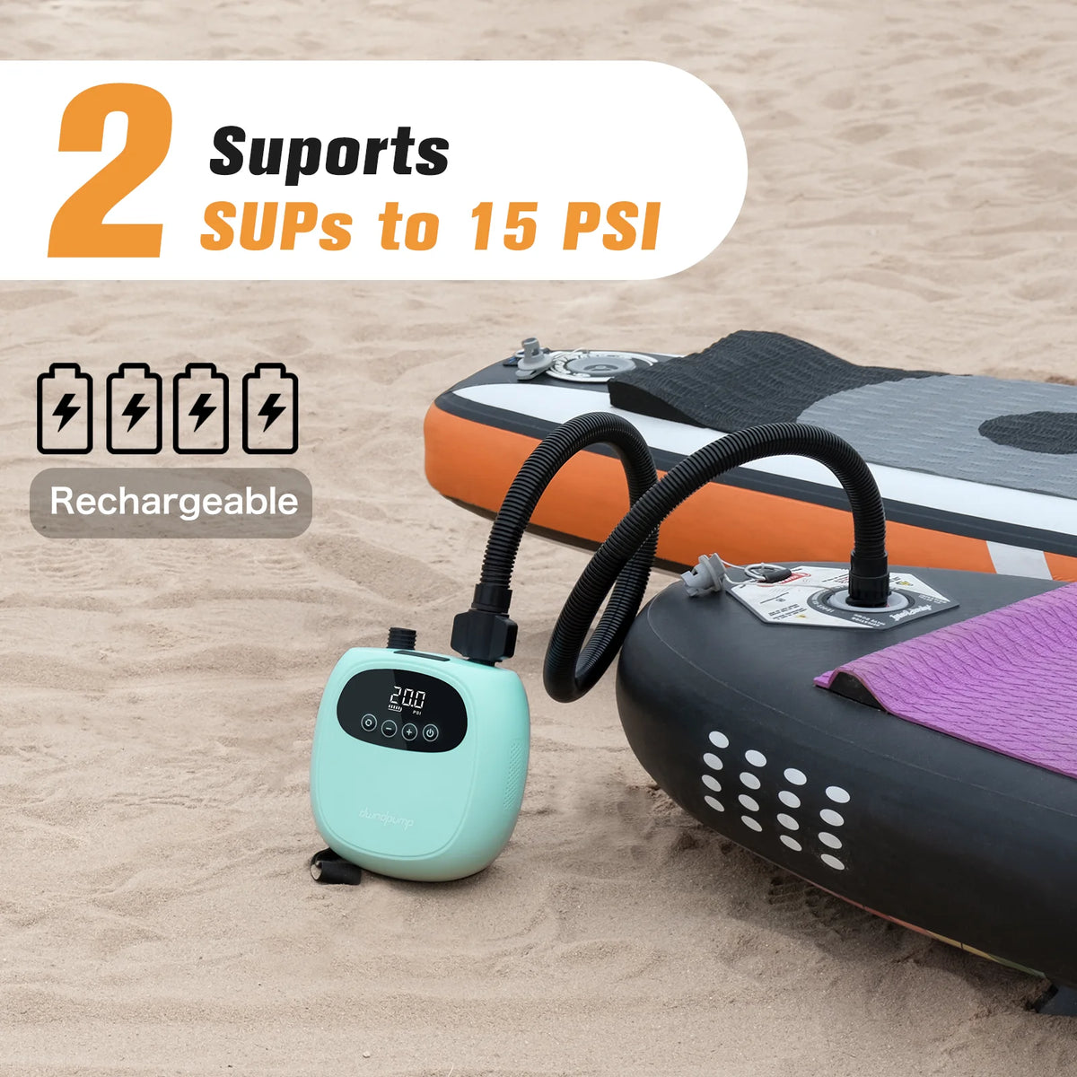 Dwndpump Electric SUP Air Pump With Battery Inflation And Deflation