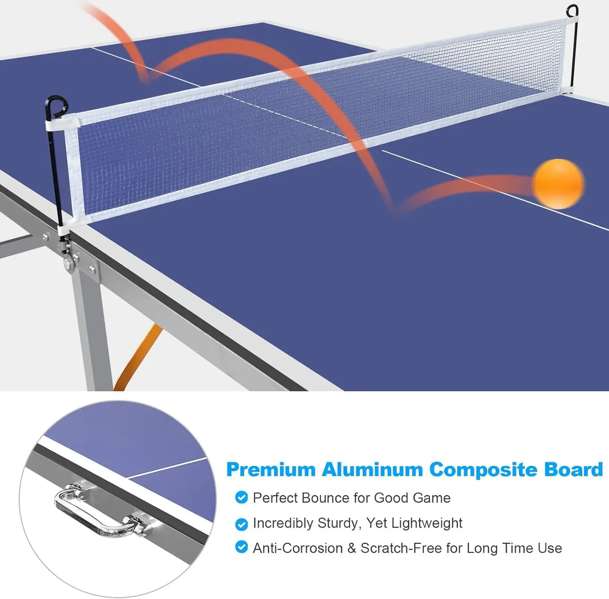 Compact Folding Table Tennis Set With Net And Paddles