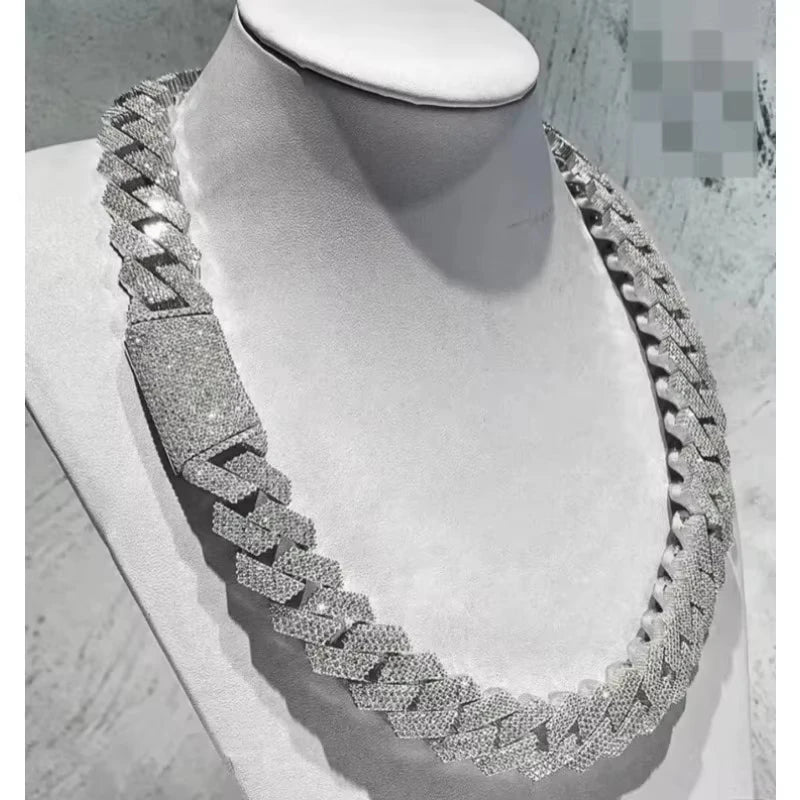 Iced Out Mens Miami Cuban Link Necklace With Cubic Zirconia Links