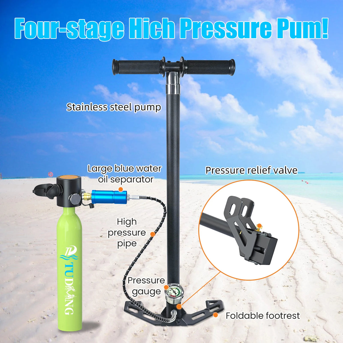 TUDIVING Portable Scuba Diving Tank With Mask For Underwater Training