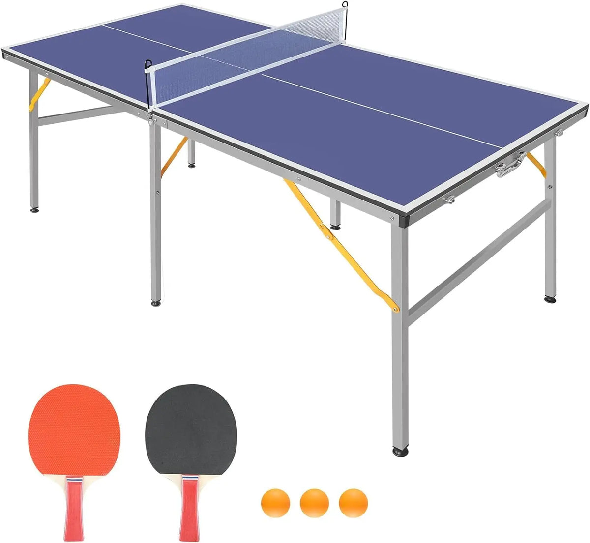 Compact Folding Table Tennis Set With Net And Paddles