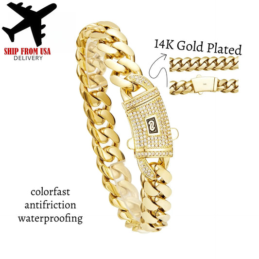 Stainless Steel Miami Cuban Link Chain Bracelet for Men Women