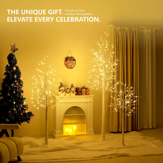 DR.PLANZEN Lighted Birch Tree for Seasonal Home Decor