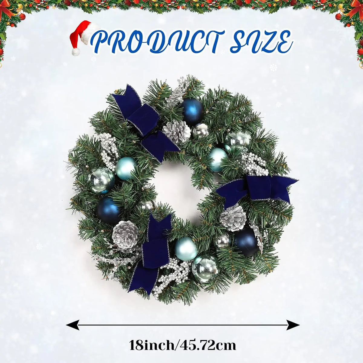 Artificial Christmas Wreath With LED Lights For Holiday Home Decor