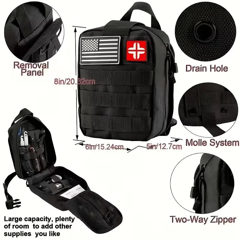217-Piece Survival Kit with First Aid Kit And Survival Tools Molle Storage Bag for Outdoor Activities Adventure Travel Camping Hiking Home Office Ideal Gift for Men Dad Husband Son