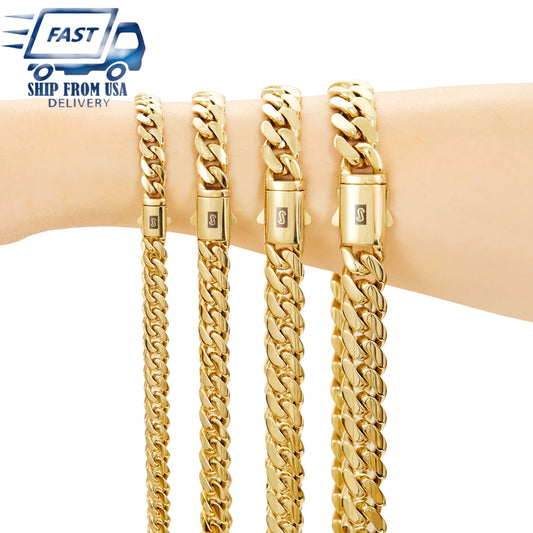 Stainless Steel Cuban Miami Link Chain Necklace for Unisex 316L