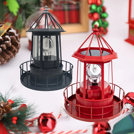 Outdoor Garden Solar Statue Decor Light, Solar Lighthouse Rotating Statue Light, Outdoor Garden Landscape Solar Beacon Tower Rotating Light, for Outdoor Patio Garden Pathway Home Decor