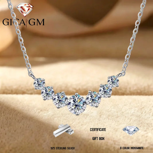Moissanite Necklace In 925 Sterling Silver For Engagement Gifts
