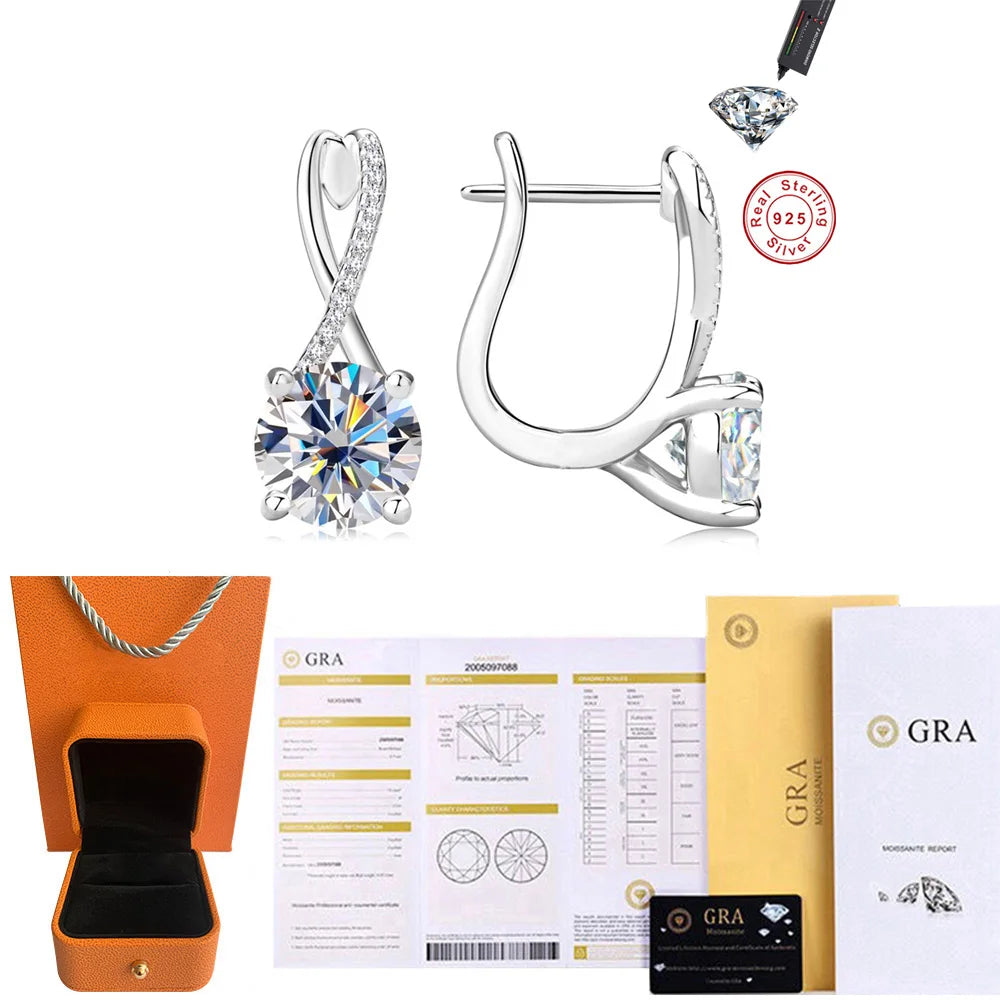 CBTB Sterling Silver Four Claw Moissanite Earrings for Women