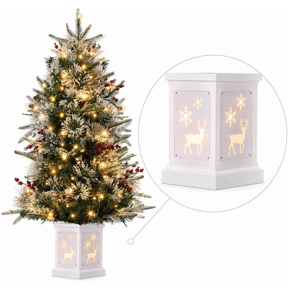 ANIXOL Snow Flocked Pre Lit Christmas Tree With LED Lights