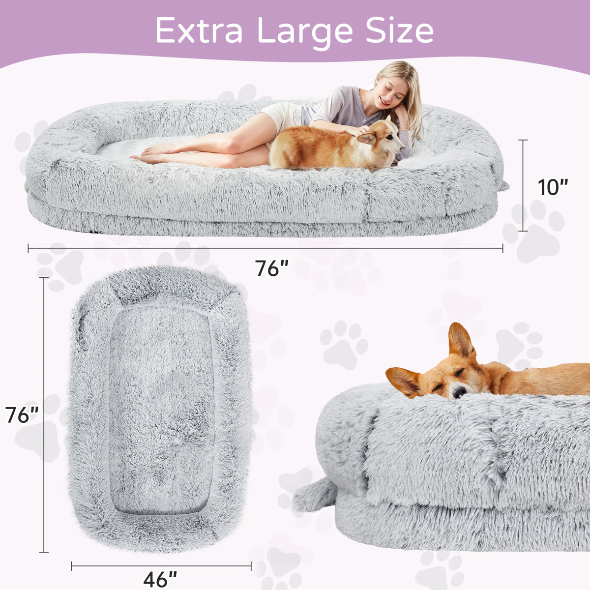 Orthopedic Human Dog Bed for Adults with Removable Cover