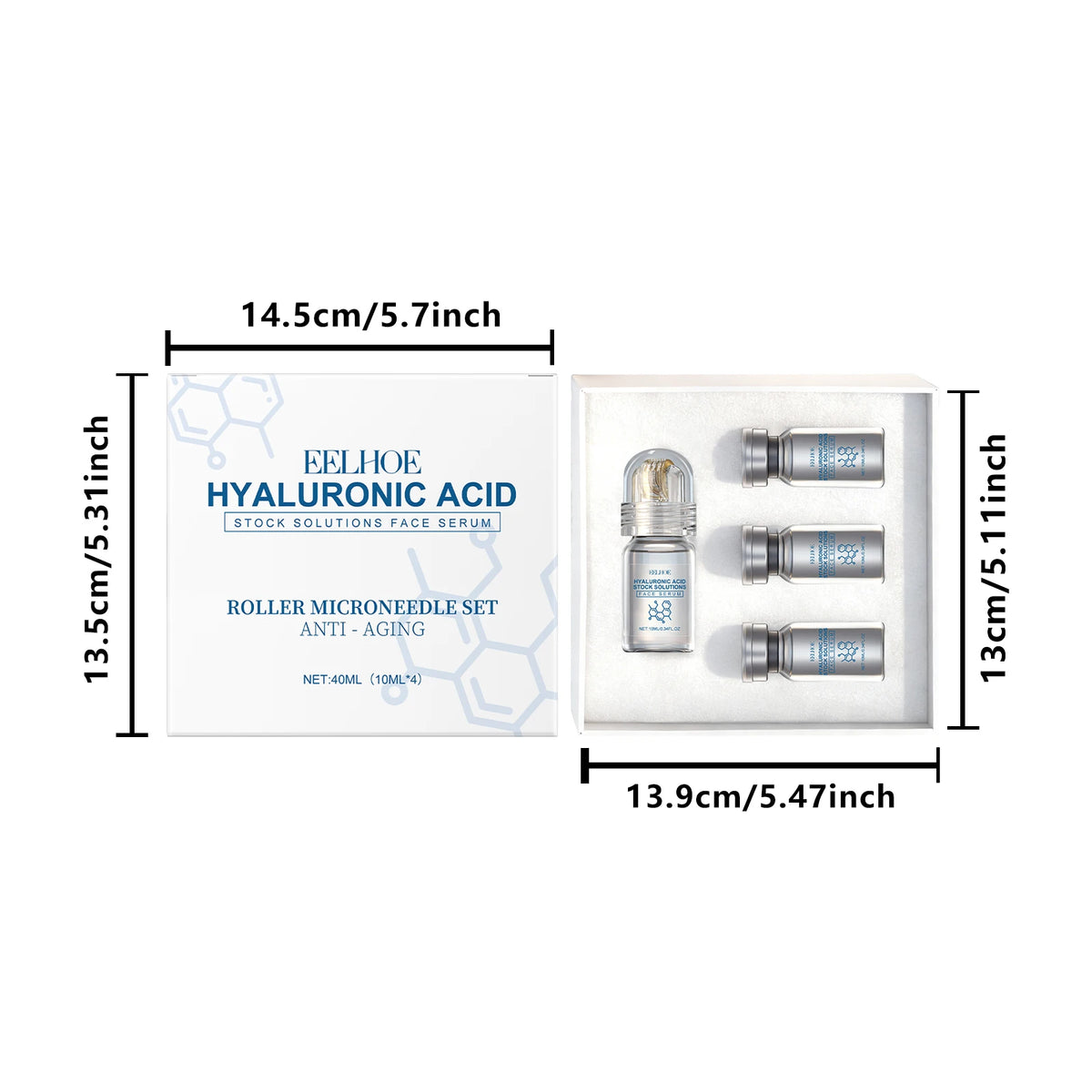 Eelhoe Hyaluronic Acid Serum With Microneedle Roller Set