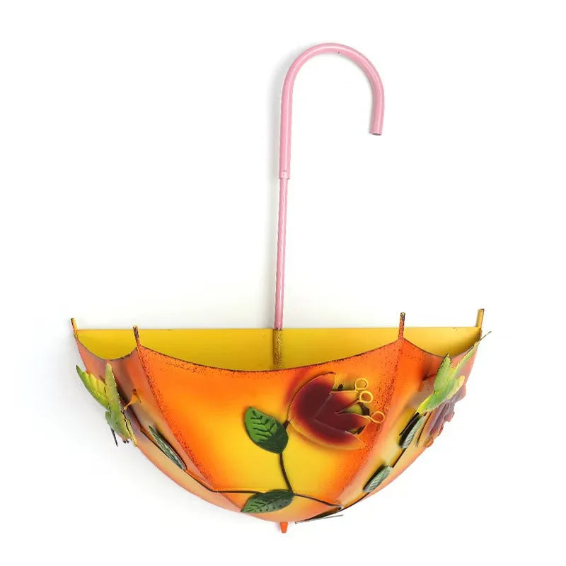 Farmhouse Wall Mounted Iron Flower Basket Hanging Planter With Drainage Holes