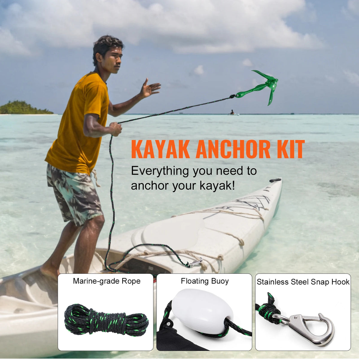 SucceBuy Kayak Anchor Kit With Folding Anchor And Storage Bag