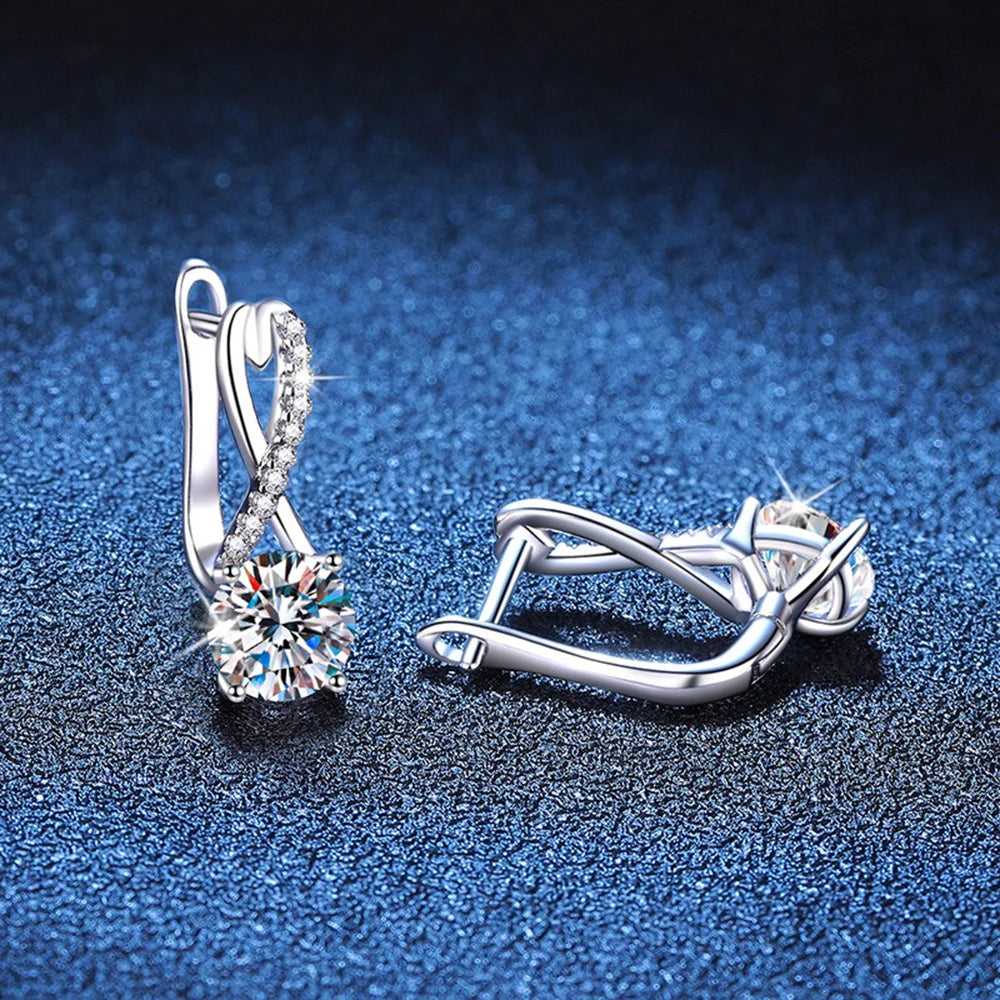 CBTB Sterling Silver Four Claw Moissanite Earrings for Women