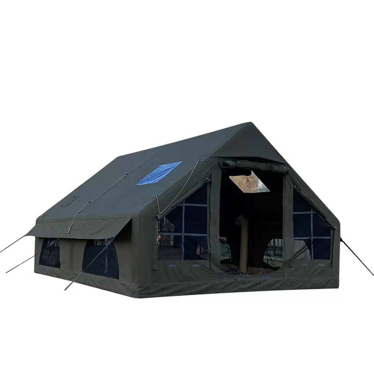 PAKICETUS 12㎡ Large‑Space Inflatable Camping Tent for 4‑8 Adults, 4‑Season Polyester Fabric Shelter, with Manual Hand Pump, for Family Camping, Hiking, Backyard & Outdoor Glamping Trips