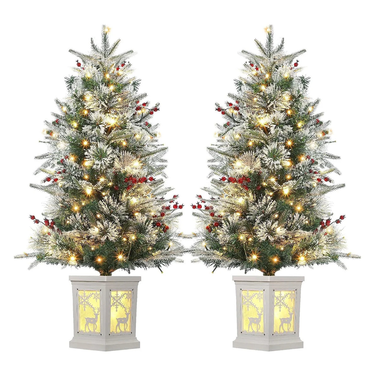 ANIXOL Snow Flocked Pre Lit Christmas Tree With LED Lights