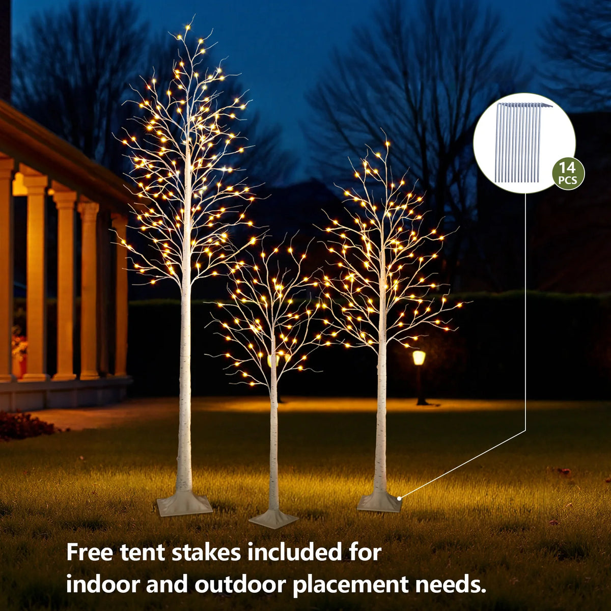 DR.PLANZEN Lighted Birch Tree for Seasonal Home Decor