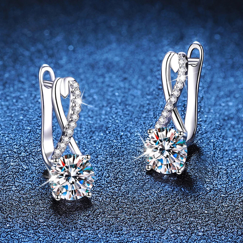 CBTB Sterling Silver Four Claw Moissanite Earrings for Women