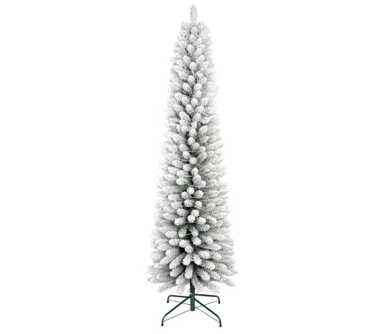 Studyset Artificial Pencil Christmas Tree With Realistic Snow Flocked Branches