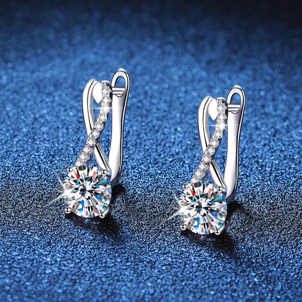 CBTB Sterling Silver Four Claw Moissanite Earrings for Women