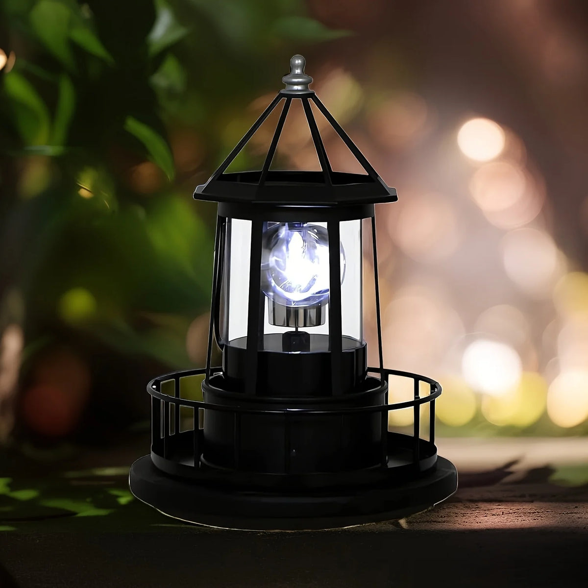 Outdoor Garden Solar Statue Decor Light, Solar Lighthouse Rotating Statue Light, Outdoor Garden Landscape Solar Beacon Tower Rotating Light, for Outdoor Patio Garden Pathway Home Decor
