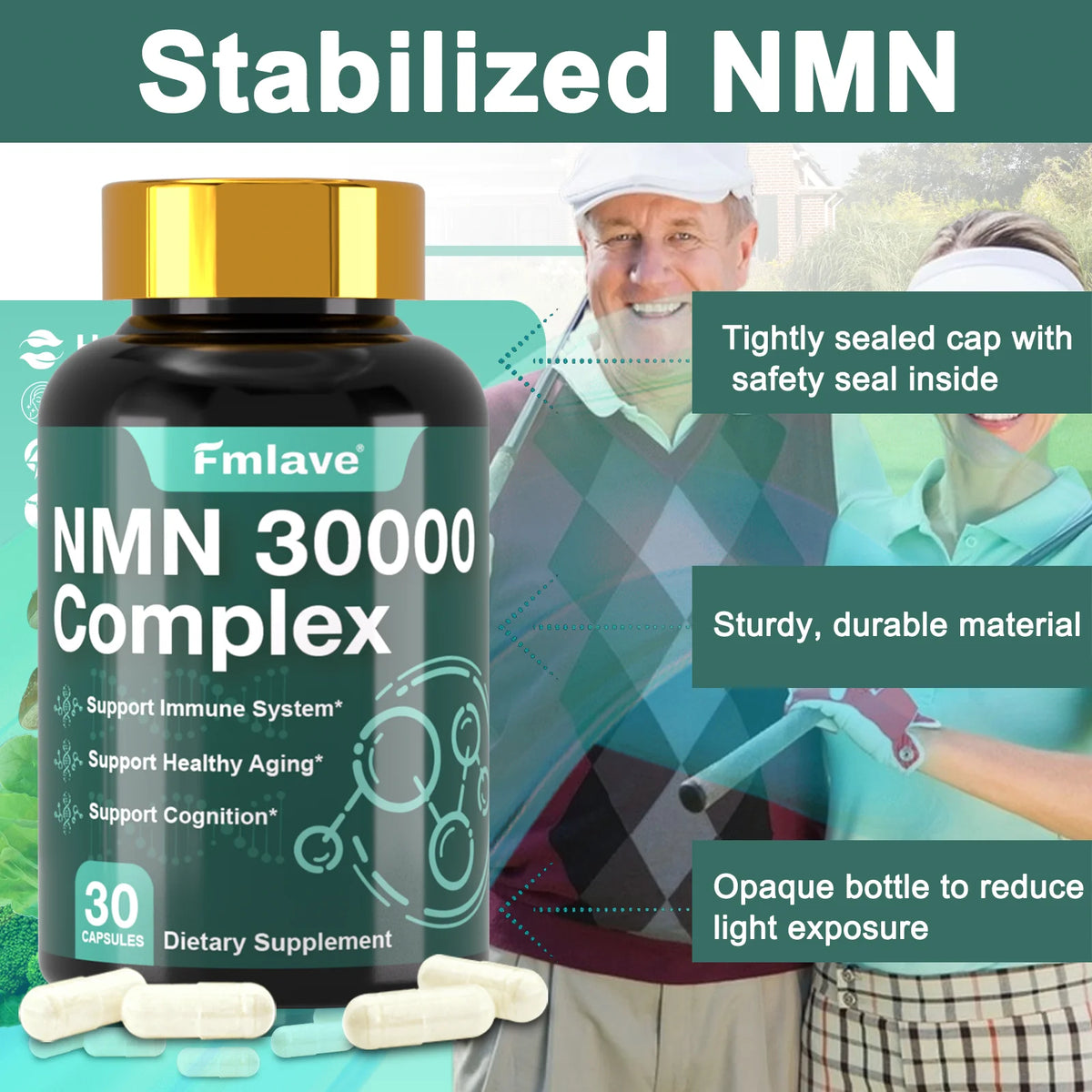Fmlave NMN (Nicotinamide Mononucleotide) - 99% Pure | Ergothioneine  300mg,30 Servings,  for Increased NR Levels & Healthy Aging