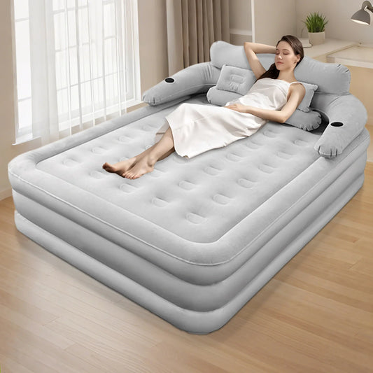 2 Person Built-In Pump Camping Mattress PVC Automatic Inflatable Increased Height Thickened Indoor Outdoor Lazy Sleeping Mat Bed