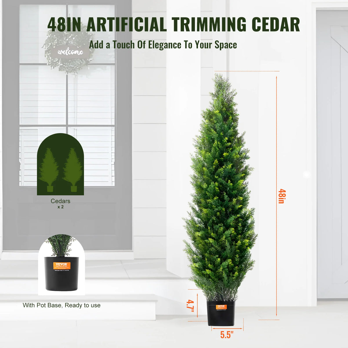 SucceBuy Artificial Cedar Topiary Trees for Indoor Outdoor Decor