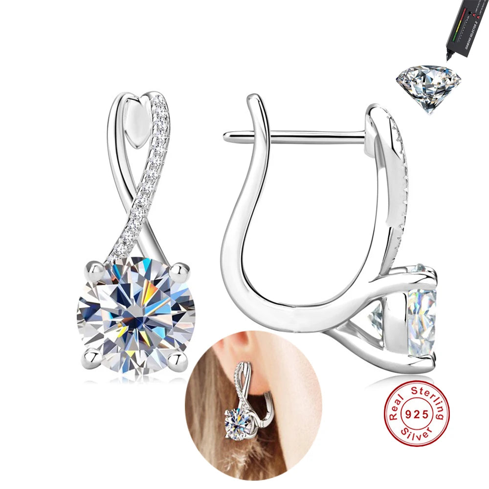 CBTB Sterling Silver Four Claw Moissanite Earrings for Women